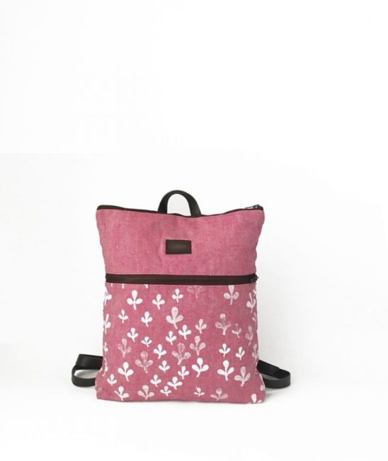 mochila rosa sostenible vegana