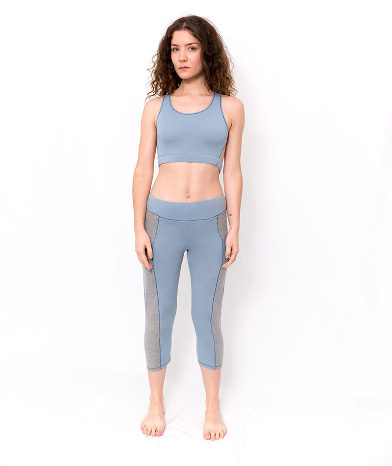 Mallas de yoga de algodón azul Janu – The Goood Shop