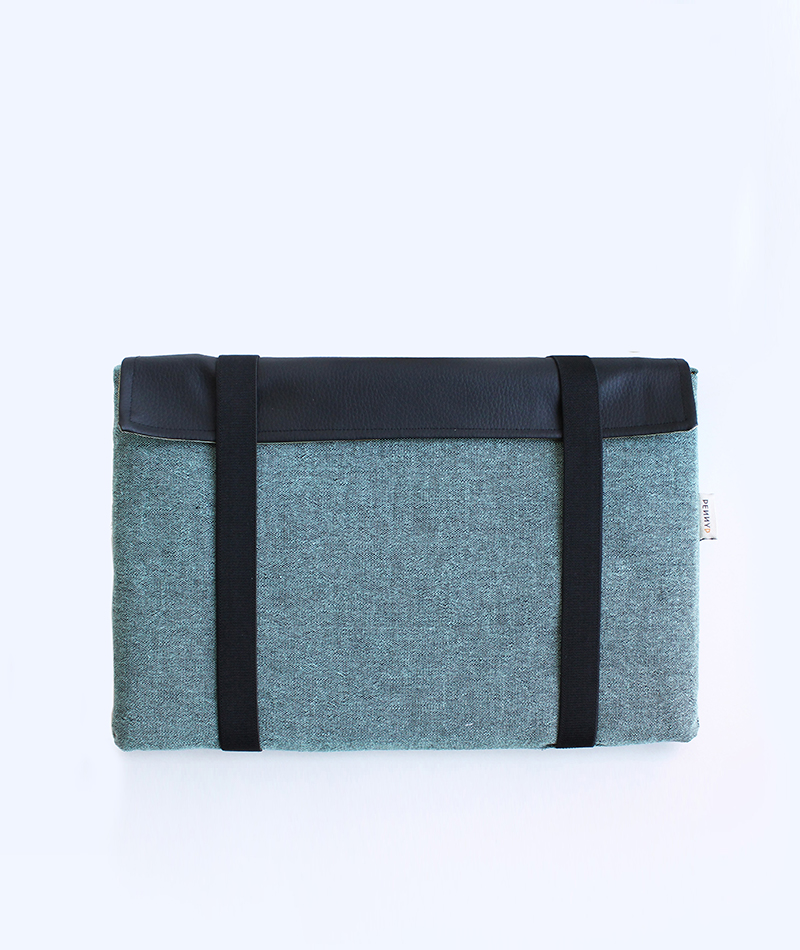 Green Laptop Sleeve Case with black straps
