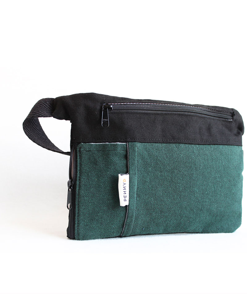 Forest green bum bag with water bottle holder