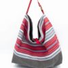 Red striped bag made in Bilbao with an old fabric