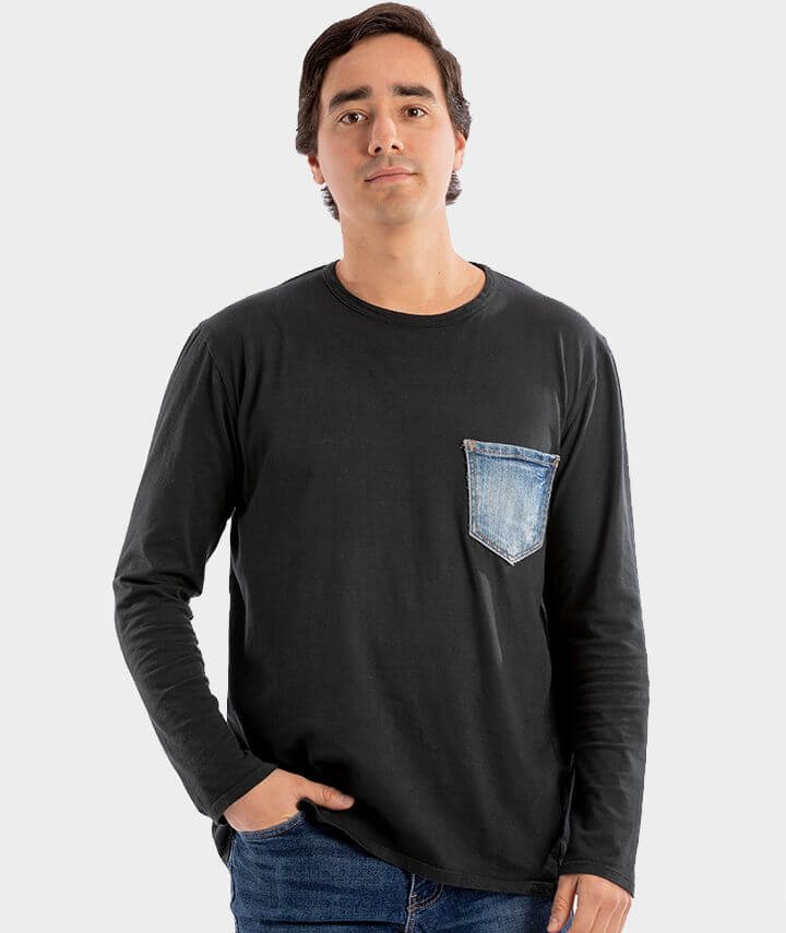 camiseta manga larga algodón orgánico negra