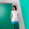 Vestido blanco, azul y verde, de algodón egipcio hecho en España