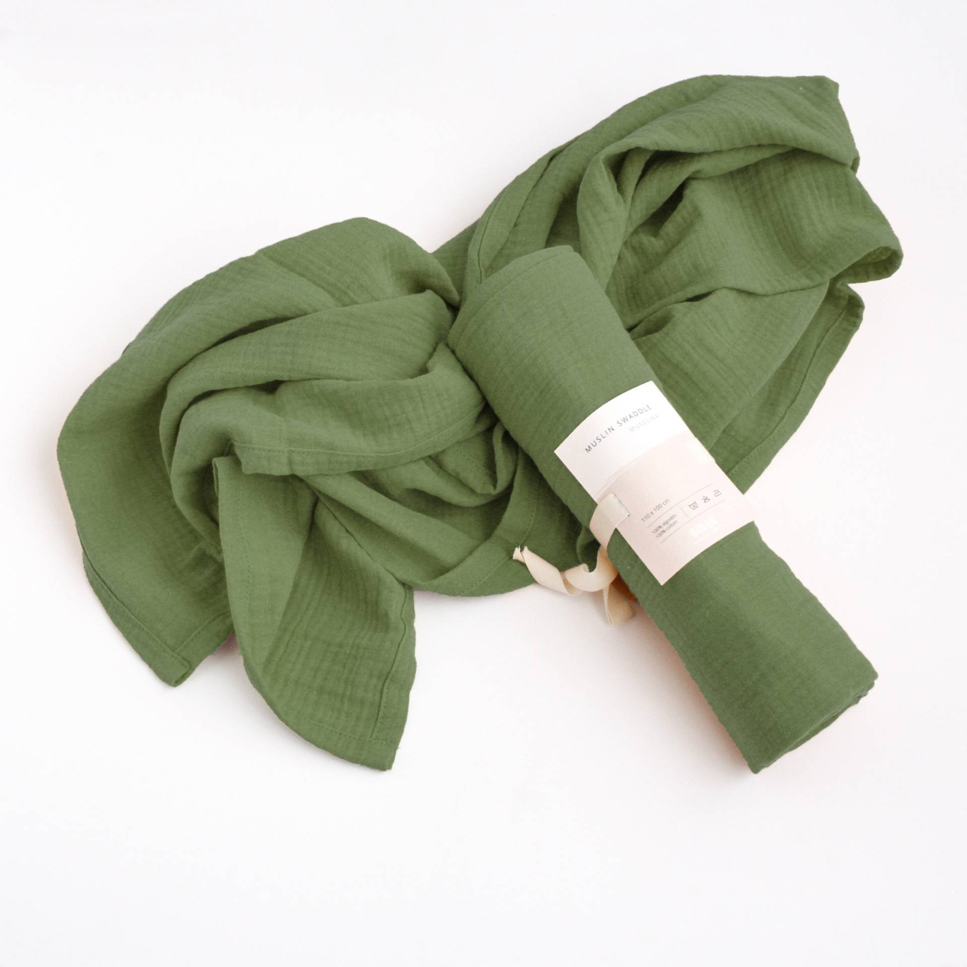 Pack de dos muselinas de bebé de algodón natural mostaza verde