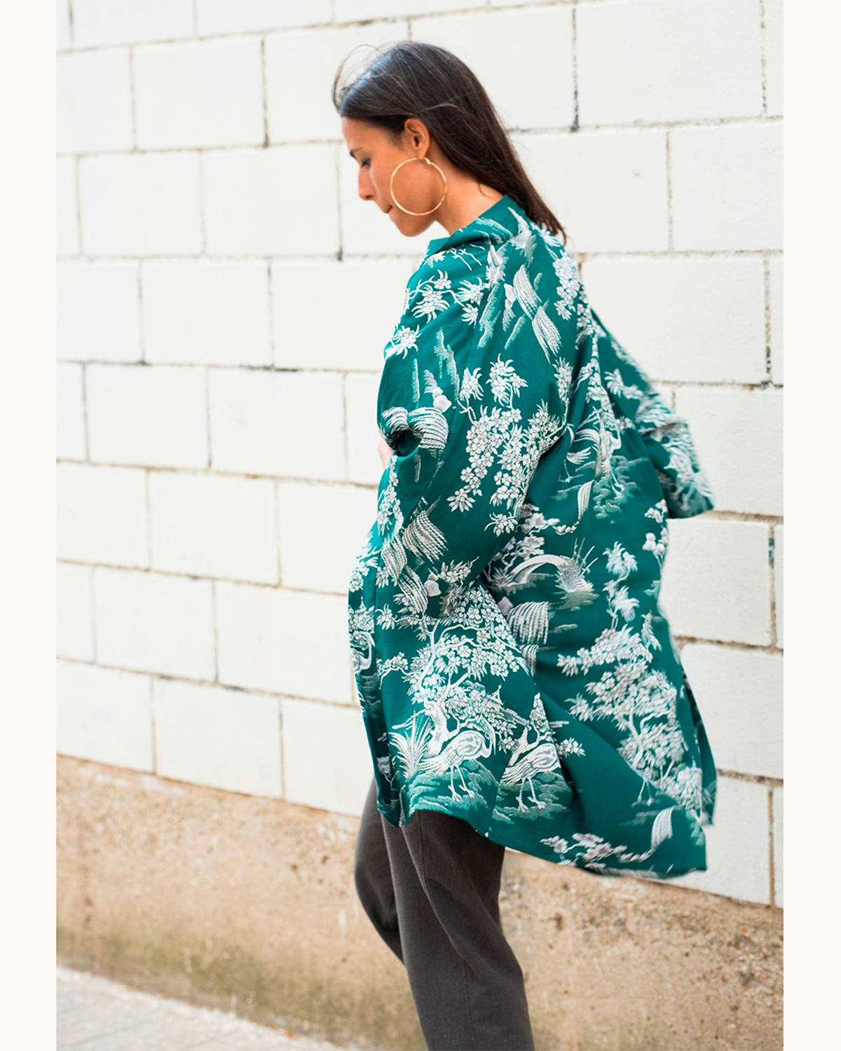 kimono verde algodón cultivado en españa