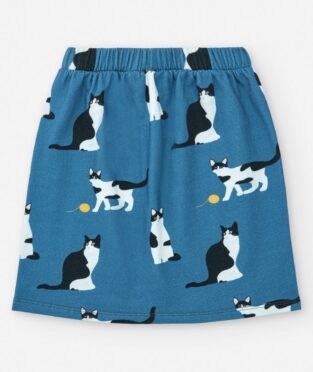 Falda azul con estampado de gatos