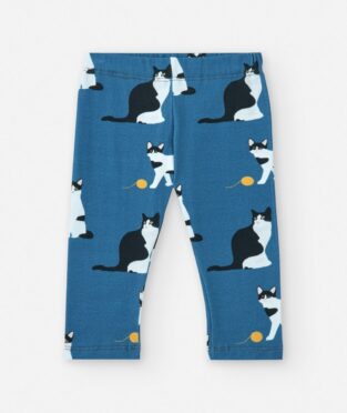 legging azul con estampado de gatos