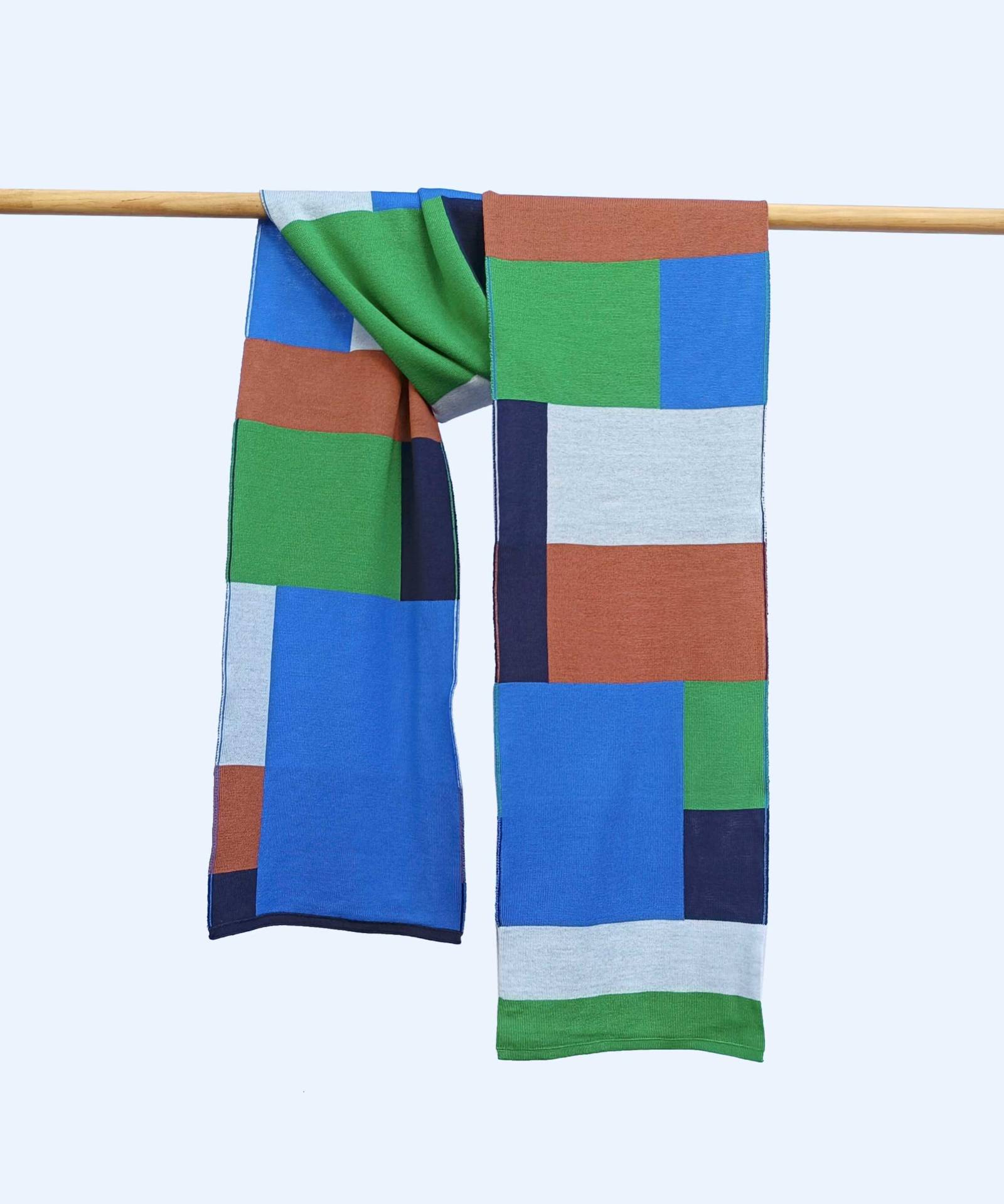 bufanda de lana merino landscape azul