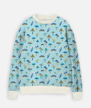 sudadera adulto azul con estampado de setas