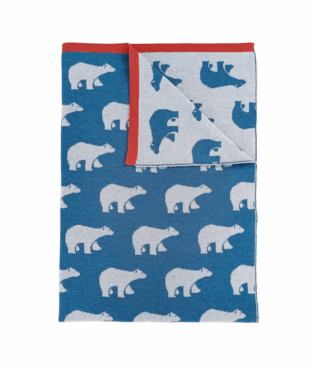 Manta de lana merina Alaska azul